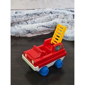 Little People Fire Truck Toy 2008 Hasbro Red Yellow Ladder Blue Wheels